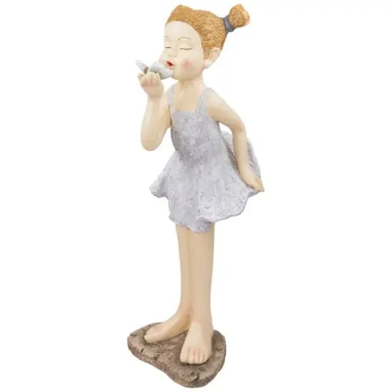 29" Girl with Butterfly Outdoor Garden Statue {1}