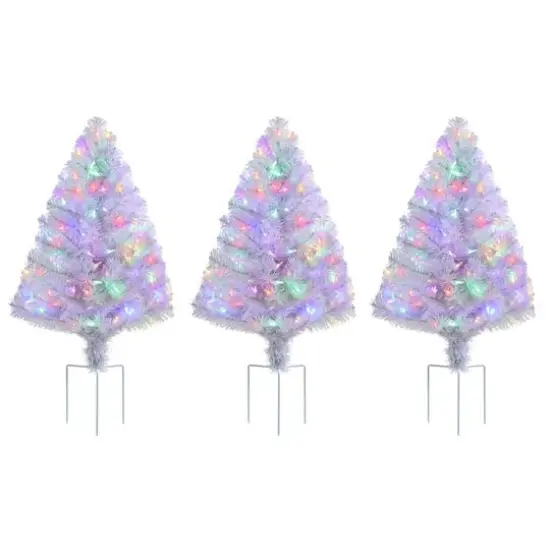 3ct. Pre-Lit Alexa Enabled Pathway White Artificial Christmas Tree Set {3}