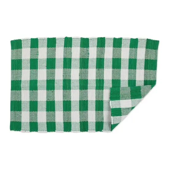 DII&reg; Buffalo Check Rag Rug, 26" x 40" Shamrock Green and White {5}