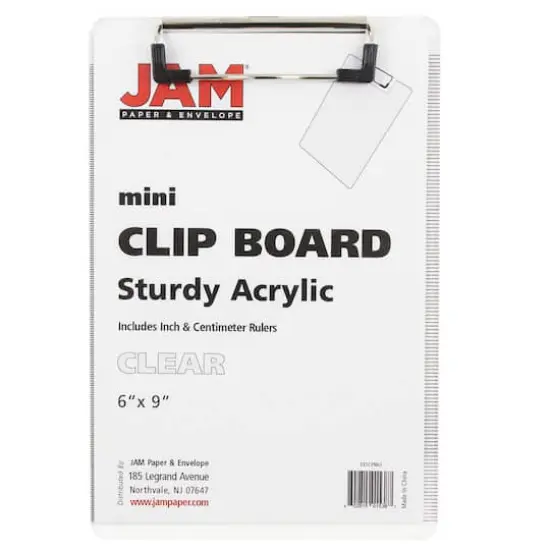 JAM Paper Mini Plastic Memo Clipboard Clear {5}