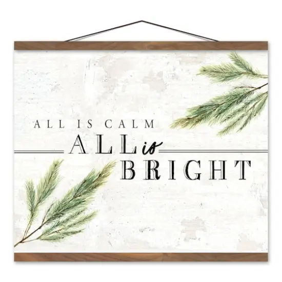 All Is Bright 20x16 Teak Hanging Canvas {1}