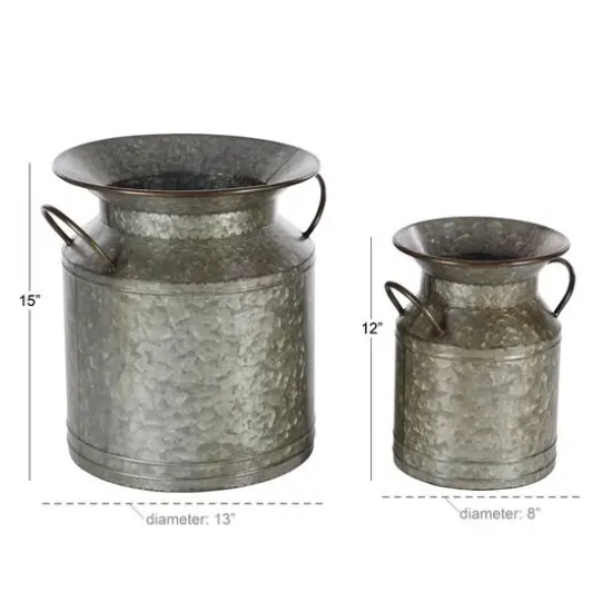 Rustic Gray Milk Can Planter Set {5}