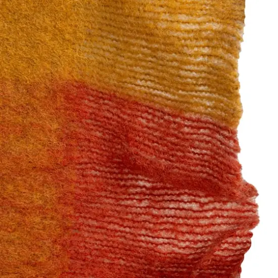 Hello Honey&reg; Gold & Orange Block Wool & Acrylic Ruffled Throw Blanket {4}