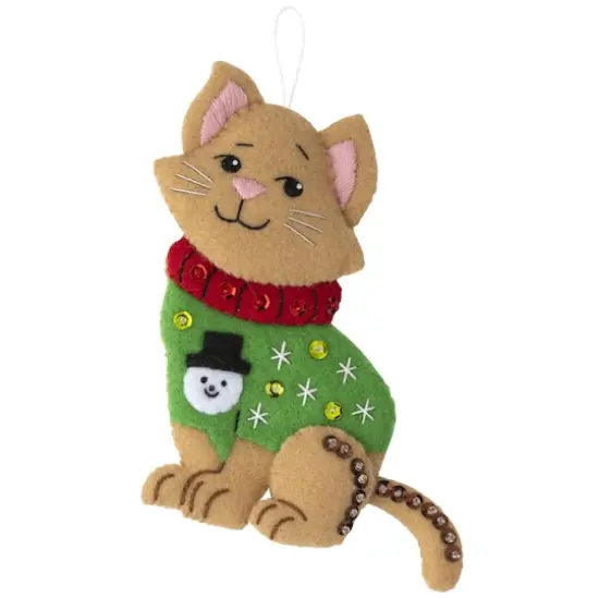 Bucilla&reg; Cats in Ugly Sweaters Felt Ornaments Applique Kit Set {7}