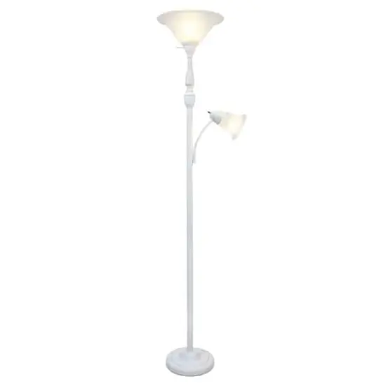 Lalia Home Torchiere Floor Lamp with Reading Light White/White Shades {5}