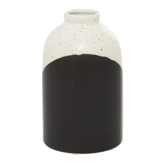 Black Ceramic Contemporary Vase, 10" x 6" x 6" {7}