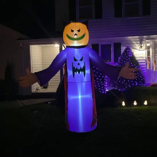 8ft. Lighted Jack-O'-Lantern Grim Reaper Inflatable Outdoor Halloween Decoration {3}