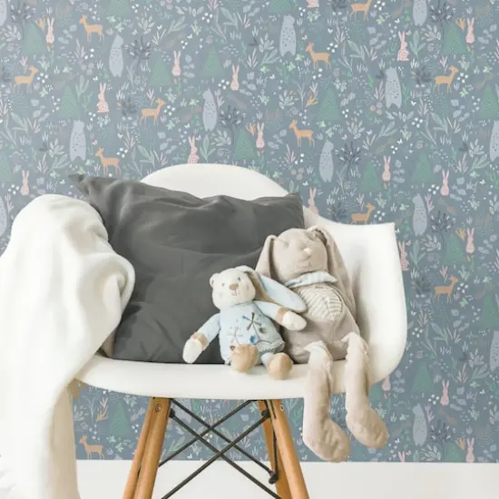 RoomMates Dark Gray Spring Forest Pals Peel & Stick Wallpaper {4}