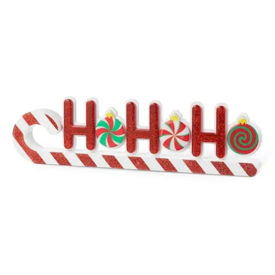 Glitzhome&reg; 19" Christmas Wooden Epoxy HOHOHO Candy Cane Table Decor {1}