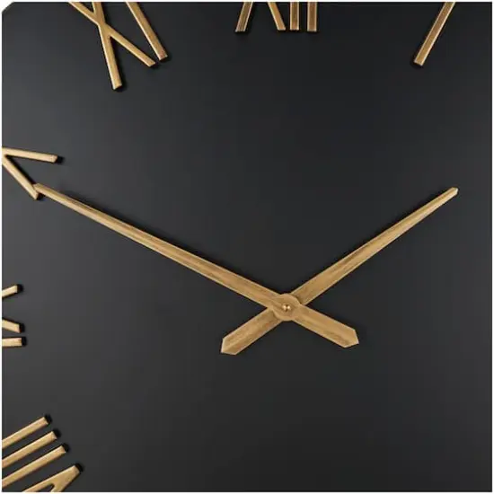 31" Modern Black & Gold Metal Wall Clock {8}