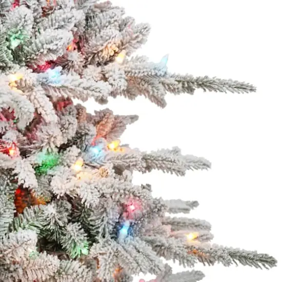 7.5ft. Pre-Lit Slim Flocked Artificial Utah Fir Tree, Multicolor Lights {5}
