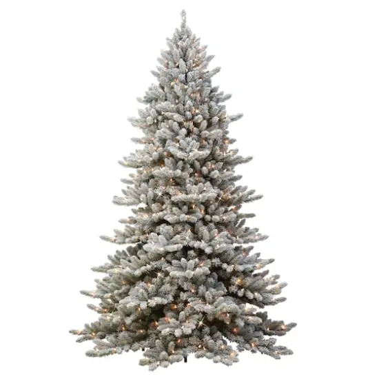 7.5ft. Pre-Lit Flocked Royal Majestic Fir Artificial Christmas Tree, Clear Lights {1}