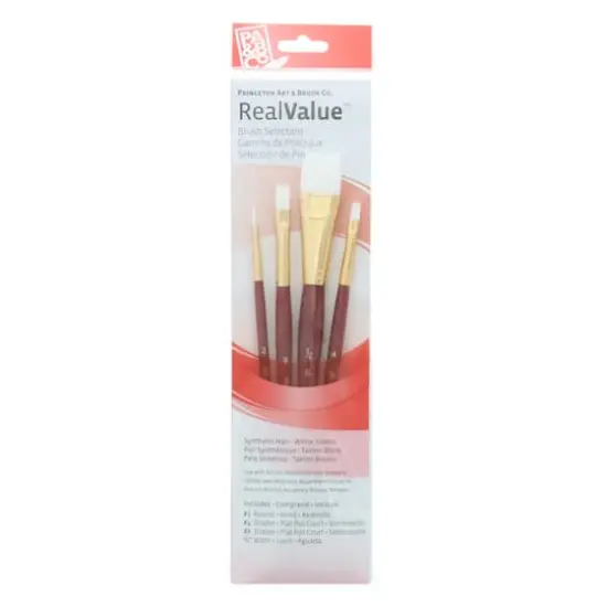 Princeton&trade; RealValue&trade; Golden Taklon Brush 4 Piece Set {1}