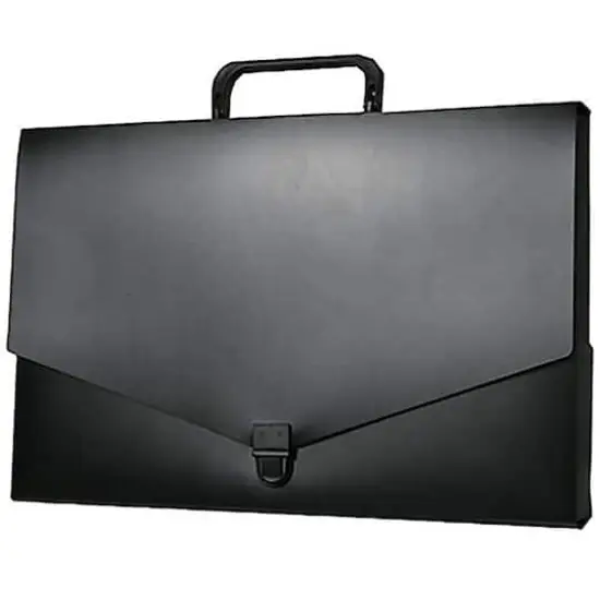 JAM Paper Black Plastic Portfolio Briefcase with Handles 10" x 15" {1}