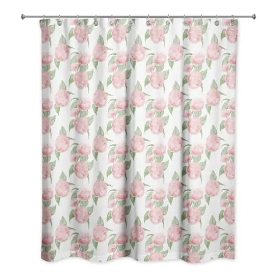 Pink Hydrangea Pattern 71" x 74" Shower Curtain {1}