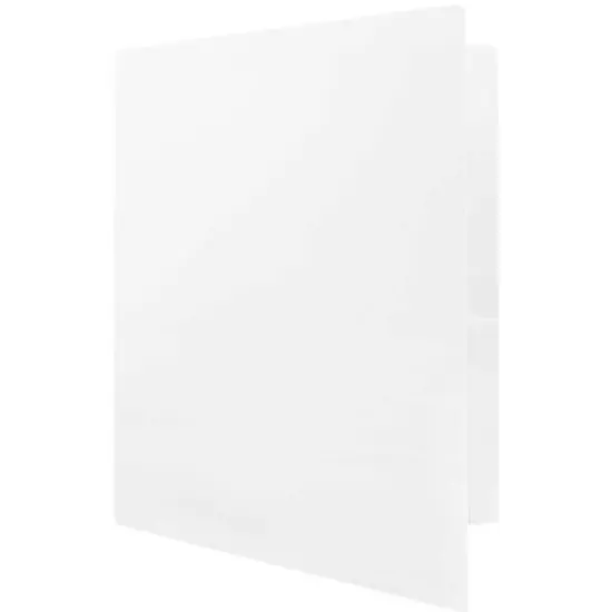 JAM Paper Heavy Duty Plastic 2-Pocket Folders, 6ct. White {6}
