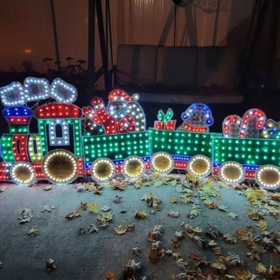 8.5ft. Holographic LED Lighted Motion Train Set Outdoor Christmas Decoration {9}