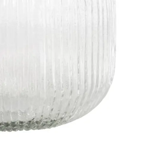 8.5" Clear Short Round Ribbed Glass Vase {6}