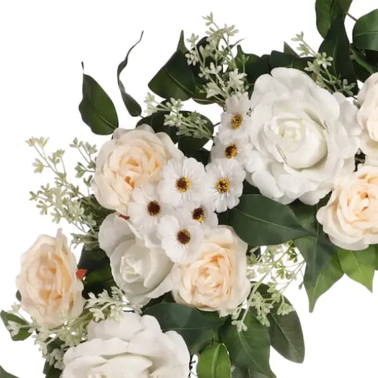 30" Spring Cream Rose, Baby's Breath & Camellia Wreath {3}