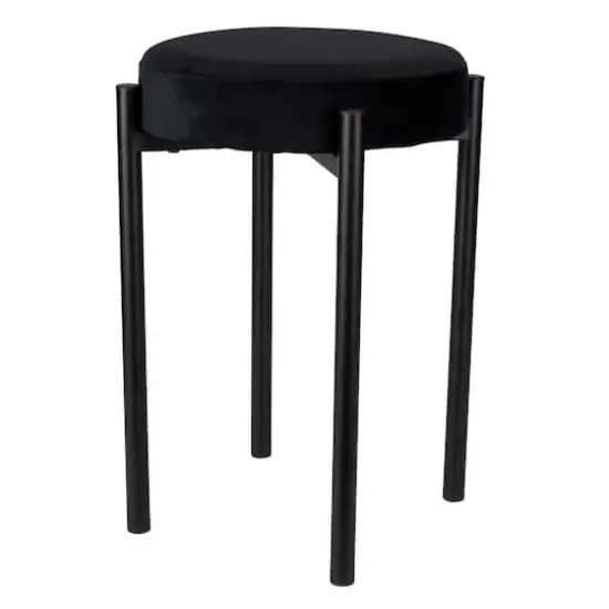 Home Details 18" Velour Vanity Stool Black {1}