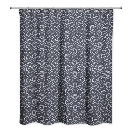 Contoured Leaves Shower Curtain Navy {3}