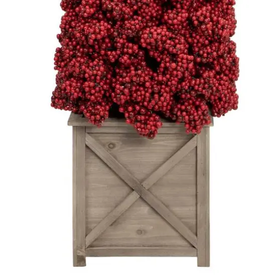 4ft. Red Berry Cone Potted Christmas Topiary {7}