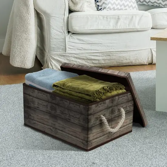 Sorbus 16.5" Rustic Wood Pattern Storage Box, 2ct. Brown Wood {5}