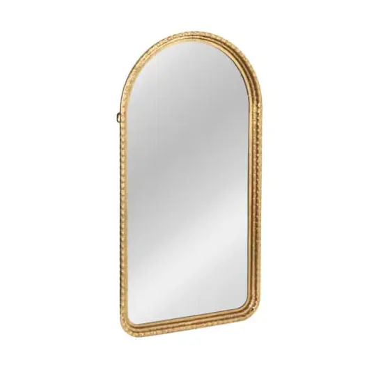 Hello Honey&reg; 33" Gold Decorative Arched Metal Wall Mirror {1}
