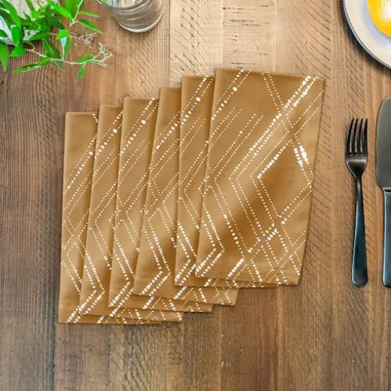 Diamond Cotton Twill Napkin Gold and White {4}