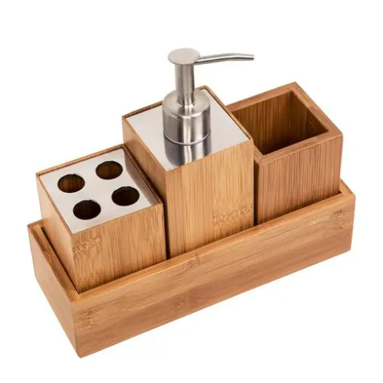 Honey Can Do Bamboo 4-Piece Bathroom Set {3}