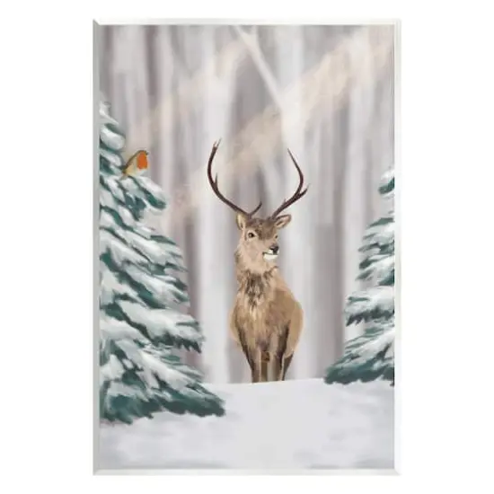 Stupell Industries Seasonal Deer Winter Landscape Wall Plaque Art {1}