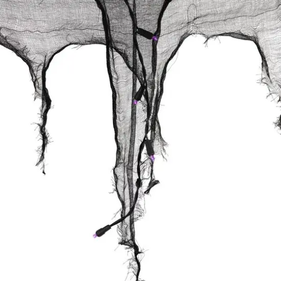 4ft. Pre-Lit Purple LED Halloween Black Gauze Drape Lights {7}