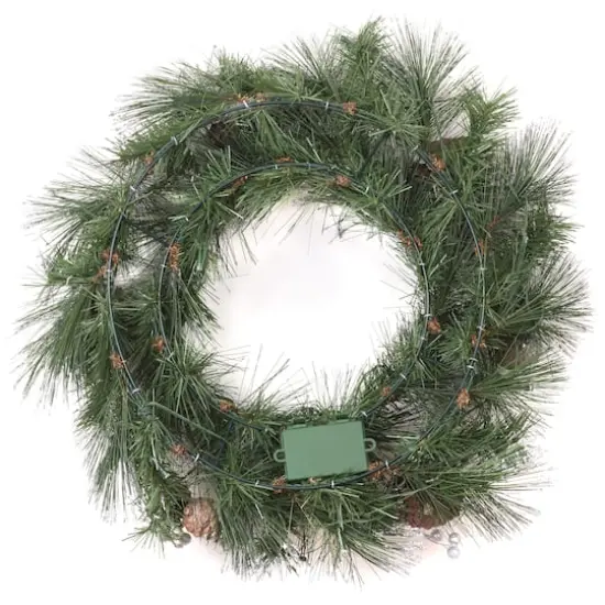24'' LED Whitter Pine Wreath {5}