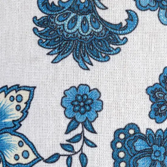 Household Essentials Cream & Blue Floral Nesting Hat Box Set with Faux Leather Lids {4}