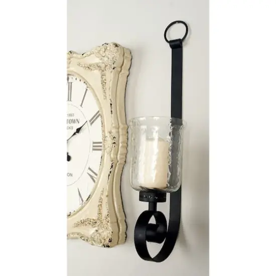 Black Iron Traditional Candle Wall Sconce, 31" x 9" x 7" {9}