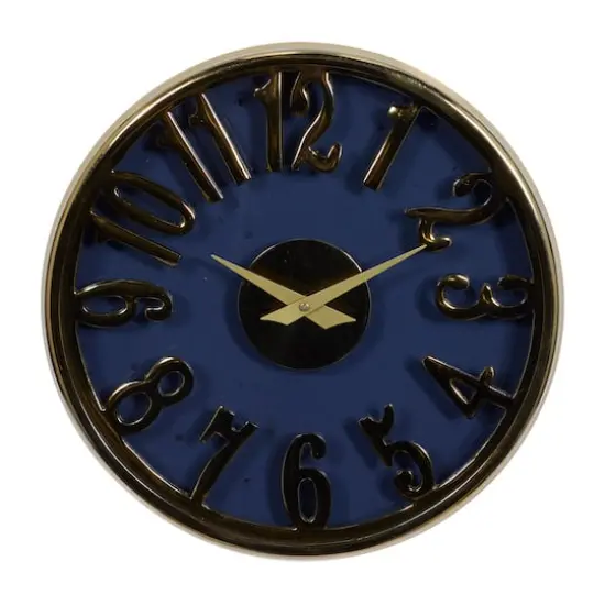 Blue Aluminum Coastal Wall Clock, 12" x 12" x 4" {1}