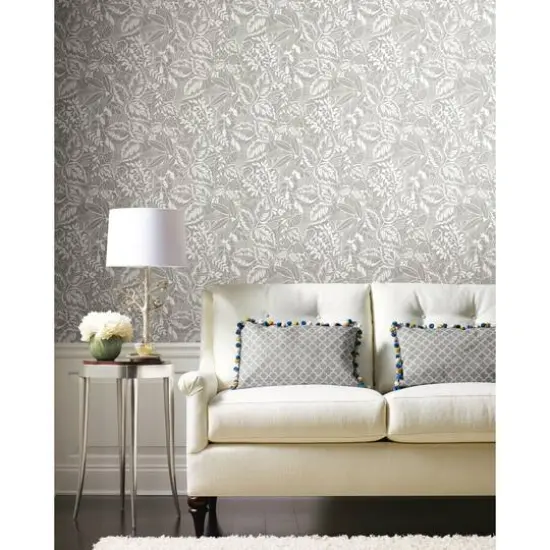 RoomMates Vintage Batik Jungle Peel & Stick Wallpaper Gray/White {5}