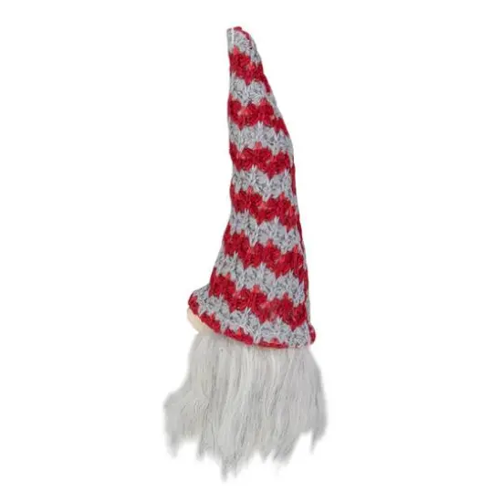 8" Red & Gray Knit Gnome Head LED Ornament {3}