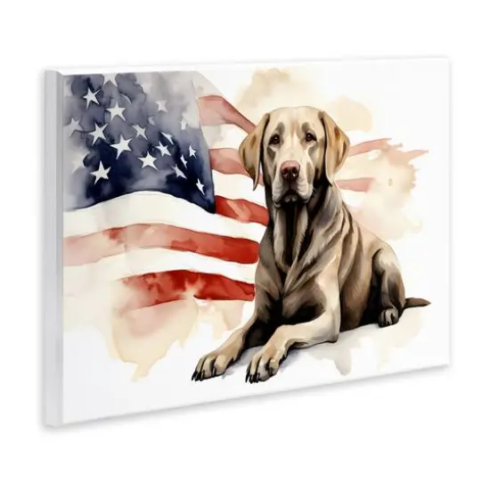 Stupell Industries Patriotic Dog with Flag Wall Plaque Art {4}