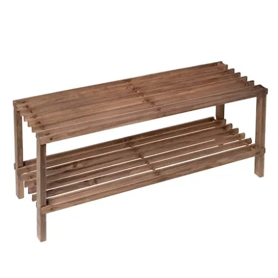 Honey Can Do Espresso 2-Tier Wood Shoe Rack {1}