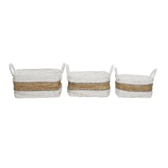 White & Brown Nesting Storage Basket Set {1}