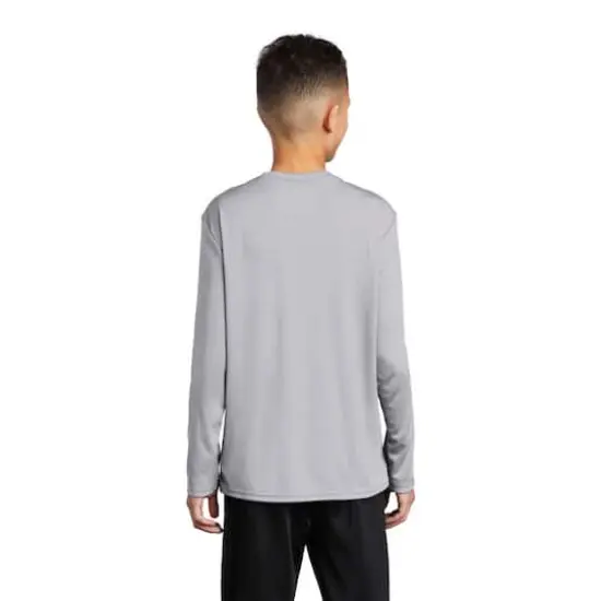 Port & Company&reg; Youth Long Sleeve Performance T-Shirt Silver {5}