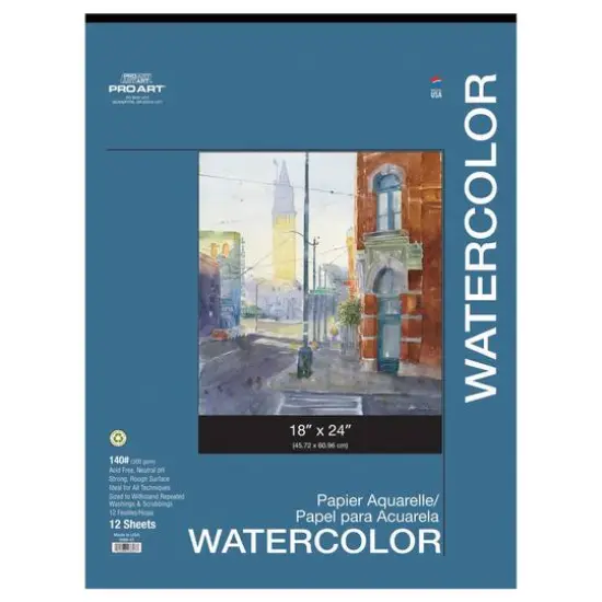 Pro Art&reg; 140lb. Watercolor Paper Pad, 18" x 24" {1}