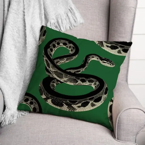 Emerald Green Snake 18" x 18" Spun Poly Pillow {3}