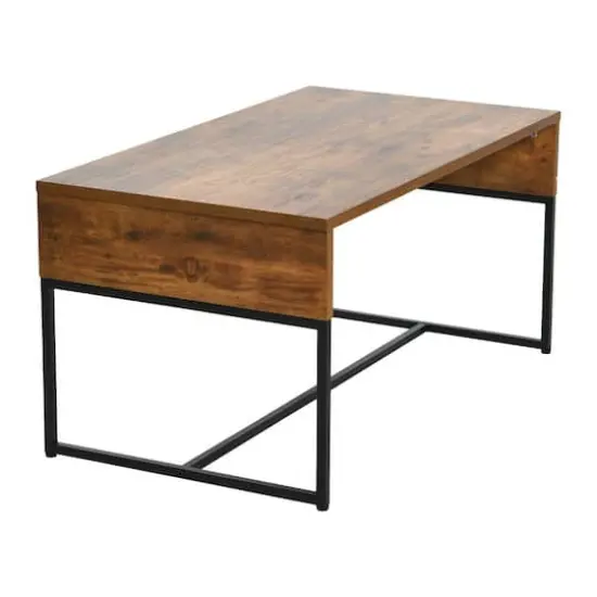 Household Essentials 59" Wrap Coffee Table Rustic Hickory {5}
