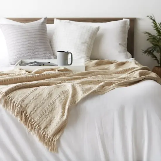 Vintage Linen Braided Stripe Throw {6}