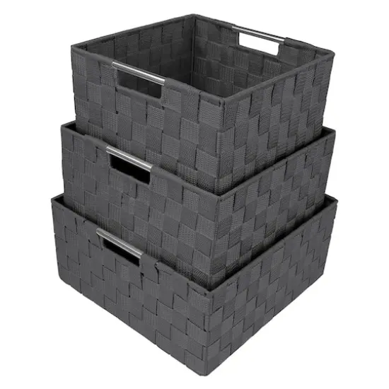 Sorbus 3-Piece Woven Basket Set Gray {1}