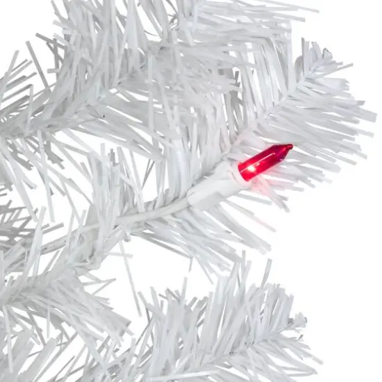 3ft. Pre-Lit White Iridescent Pine Artificial Christmas Tree, Pink Lights {8}