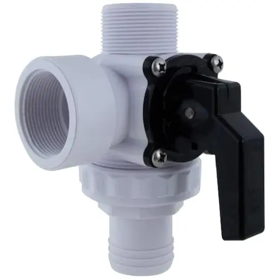 Swim Central 6.25" White HydroTools Swimming Pool & Spa Standard Left Outlet 3-Way Ball Valve {1}