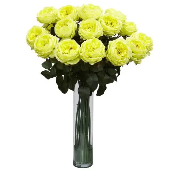31" Fancy Rose Silk Flower Arrangement Yellow {1}